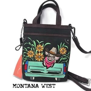 Montana West Embroidered Mini Tote / Crossbody Bag with Detachable Strap, New